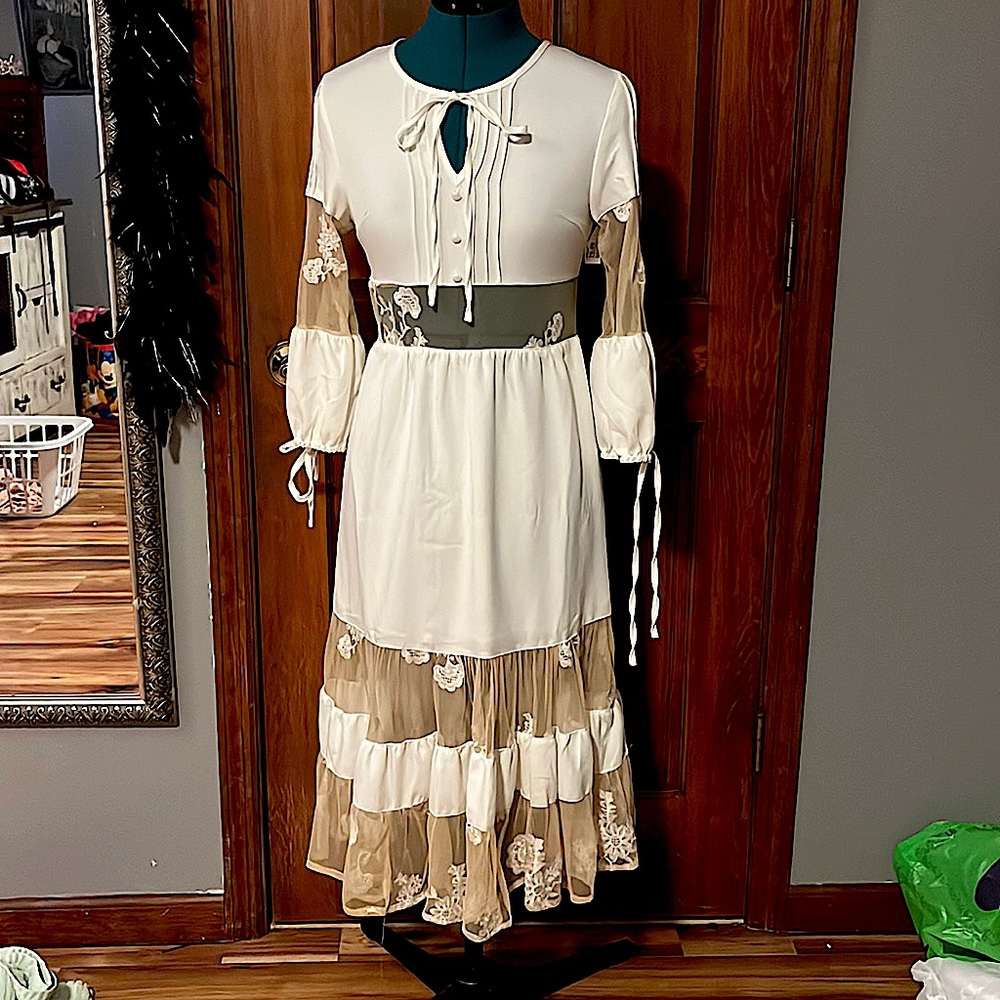 White summer mesh dress